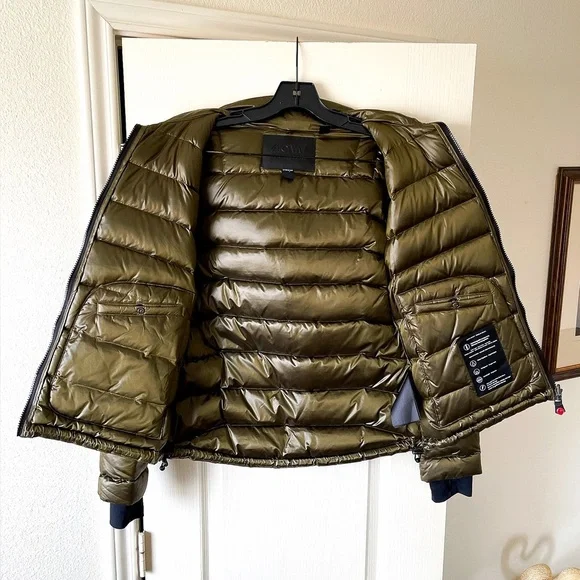 49Winters Shell Hooded Down Puffer Jacket Green Gunmetal Medium EUC - Picture 8 of 13